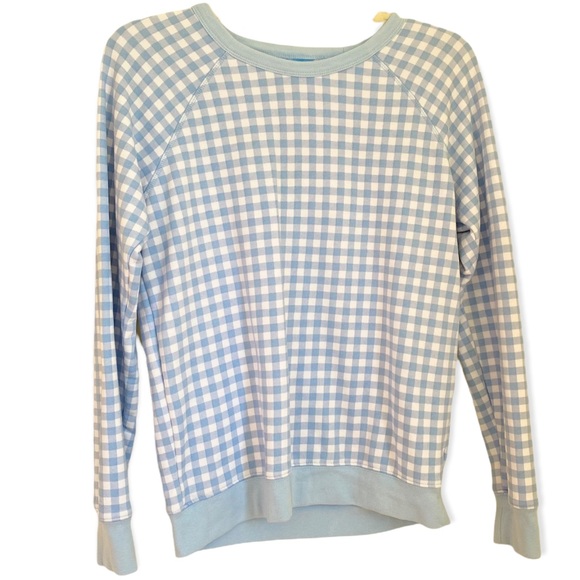 Draper James Natalie Sweatshirt Pullover Light Blue Gingham Size Small - Picture 2 of 10